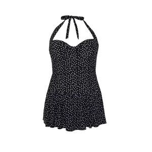 Gorgeous Womens/Ladies Spotted Skirted One Piece Bathing Suit / Monochrome